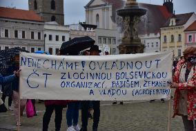 Ceske Budejovice, protest of Million Moments for Democracy NGO against government steps not only during coronavirus epidemic