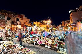 open air market with its night atmosphere at Rahba Kedima square