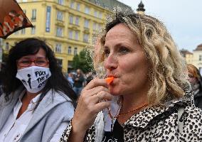 protest of Million Moments for Democracy and Brno Together NGOs against government steps not only during coronavirus epidemic