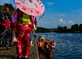 Dragon boats on Vltava River