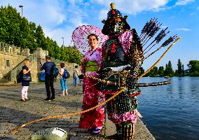 Dragon boats on Vltava River