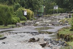 flood damage after torrential rains in Vapenny Podol Village