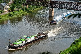 cargo ships loaded of beer tanks for Pilsner Urquell brewery