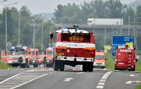 tens of people evacuated over LPG fire in Cesky Tesin, firefighters