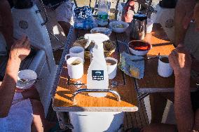 D-Marin Dalmacija, marina, sailing yacht, cruising, port, sea, a hand disinfection, sprayer disinf