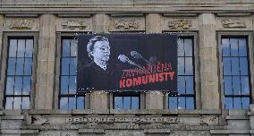 Milada Horakova, poster, the inscription Murdered by Communists