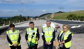 Radek Matl, Andrej Babis, Karel Havlicek, Klara Dostalova, construction site of Nove Straseci - Revnicov bypass, D6