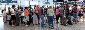 Prague airport Letiste Praha, Vaclav Havel Airport, tourist, passengers, people, face mask