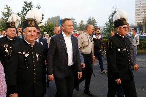 Polish President Andrzej Duda meeting with the miners of the Zofiowka coal mine in Jastrzebie.