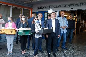 Polish President Andrzej Duda meeting with the miners of the Zofiowka coal mine in Jastrzebie.