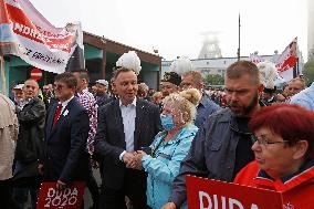 Polish President Andrzej Duda meeting with the miners of the Zofiowka coal mine in Jastrzebie.