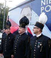 Polish President Andrzej Duda meeting with the miners of the Zofiowka coal mine in Jastrzebie.