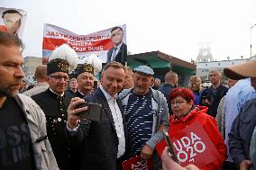 Polish President Andrzej Duda meeting with the miners of the Zofiowka coal mine in Jastrzebie.