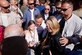 Polish President Andrzej Duda meeting with the residents of the town of Dabrowa Gornicza.