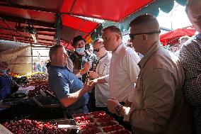 Polish President Andrzej Duda meeting with the residents of the town of Dabrowa Gornicza.