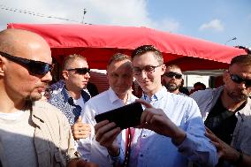 Polish President Andrzej Duda meeting with the residents of the town of Dabrowa Gornicza.