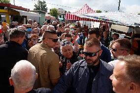 Polish President Andrzej Duda meeting with the residents of the town of Dabrowa Gornicza.