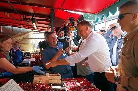Polish President Andrzej Duda meeting with the residents of the town of Dabrowa Gornicza.