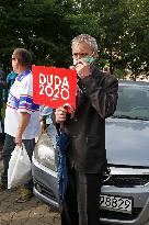 Polish President Andrzej Duda meeting with the residents of the town of Dabrowa Gornicza.