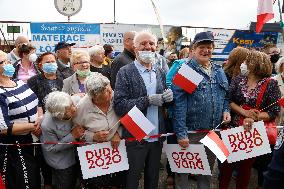 Polish President Andrzej Duda meeting with the residents of the town of Dabrowa Gornicza.