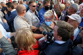 Polish President Andrzej Duda meeting with the residents of the town of Dabrowa Gornicza.