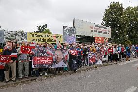 Polish President Andrzej Duda meeting with the residents of the town of Dabrowa Gornicza.