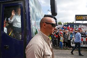 Polish President Andrzej Duda meeting with the residents of the town of Dabrowa Gornicza.