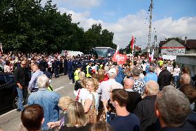 Polish President Andrzej Duda meeting with the residents of the town of Dabrowa Gornicza.