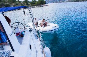 Telascica Nature Park, sailing yacht, cruising, cruiser, boat, guard selling tickets