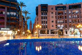 evening atmosphere in the modern part of Marrakesh Gueliz