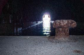 marine bunker, abandoned Zagracina submarine pen, base, Dugi Otok island