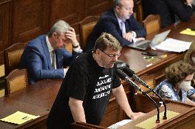 banner saying All Lives Matter in the Chamber of Deputies, Lubomir Volny