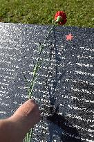 Granite slabs commemorating dead soldiers Red Army during WWII in Brno