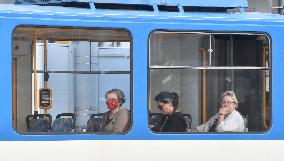 Ostrava, public transport, masks