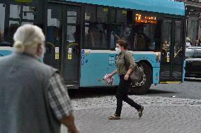 Ostrava, public transport, masks