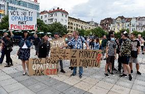 Rally protesting against lockdown measures in Ostrava