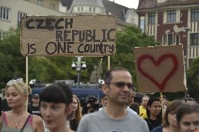 Rally protesting against lockdown measures in Ostrava