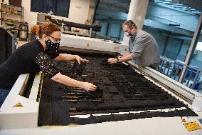 protection face masks production at the Eurazio Center, protection face mask