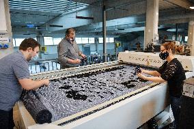 protection face masks production at the Eurazio Center, protection face mask