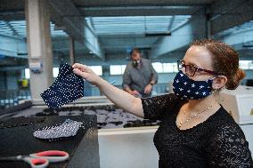 protection face masks production at the Eurazio Center, protection face mask