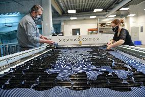 protection face masks production at the Eurazio Center, protection face mask