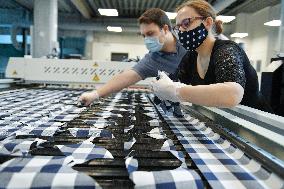 protection face masks production at the Eurazio Center, protection face mask