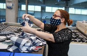 protection face masks production at the Eurazio Center, protection face mask