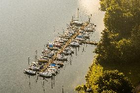 Vltava River, Slapy dam, harbour, yacht Zivohost, boat