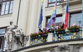 The Prague City Hall, rainbow flag, Prague Pride festival