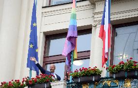 The Prague City Hall, rainbow flag, Prague Pride festival