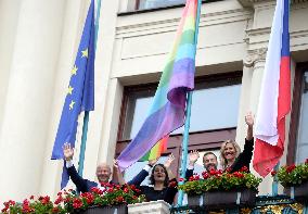 The Prague City Hall, rainbow flag, Prague Pride festival