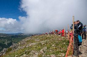 Thousands of people visited the top of Snezka in the Krkonose Mountains