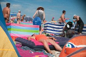 The beach in the Wladyslawowo, popular Baltic sea resort in Poland