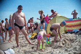 The beach in the Wladyslawowo, popular Baltic sea resort in Poland